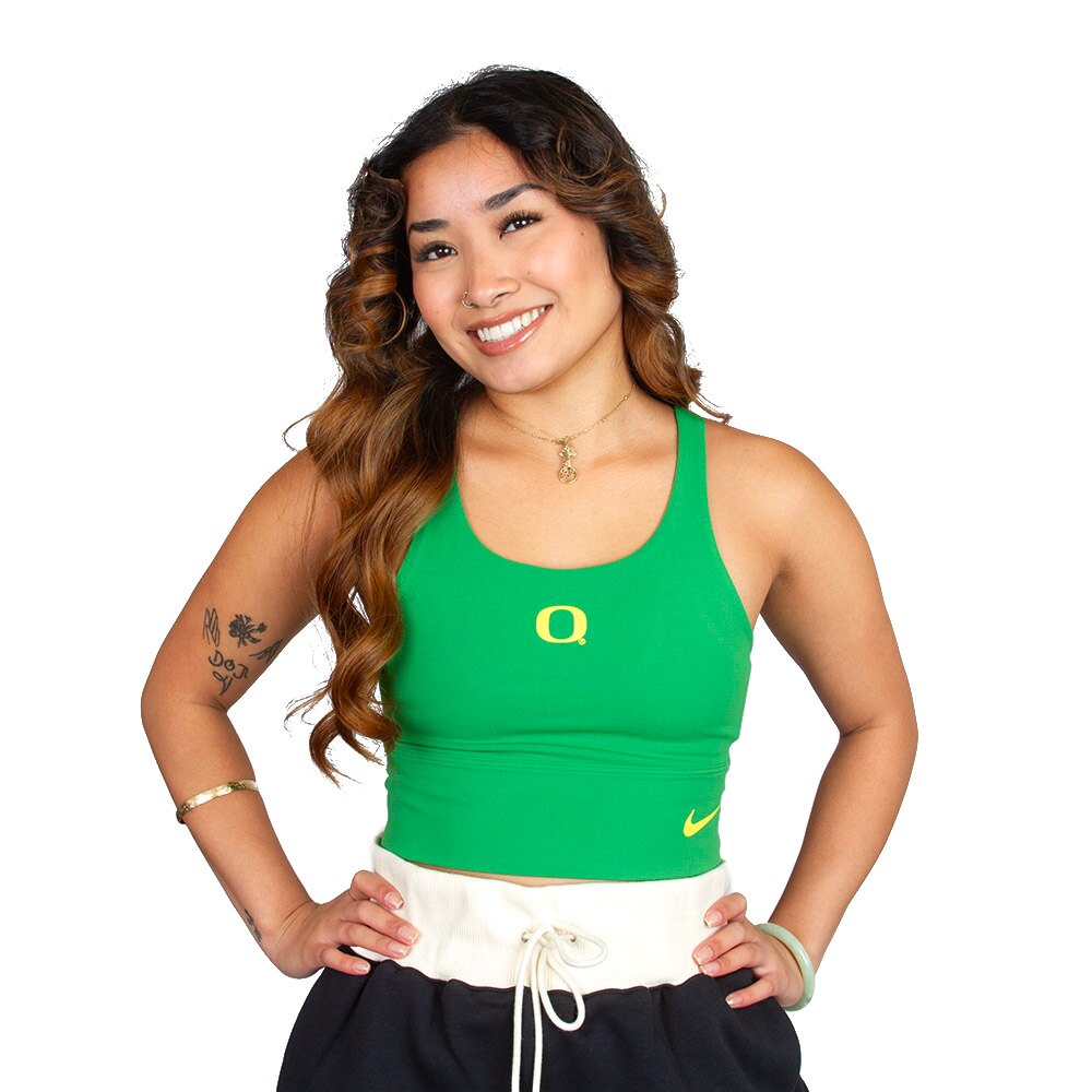 Classic Oregon O, Nike, Green, Bra, Performance/Dri-FIT, Women, Longline, Sports, 954294